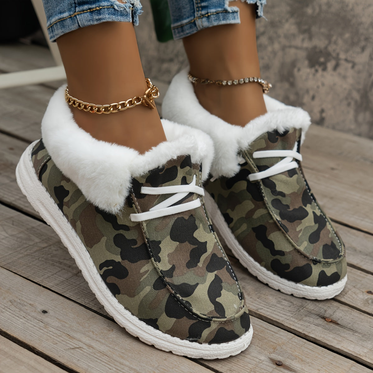 Women's Fluffy Fleece Lined Canvas Shoes, Thermal Slip On Low Top Shoes, Winter Warm Flat Shoes