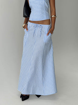 Carmino Maxi Skirt Blue Check