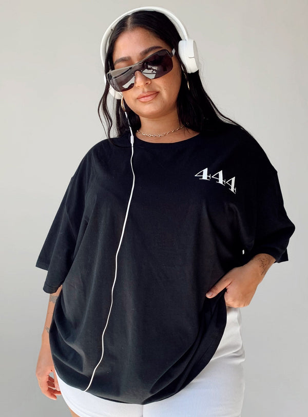 444 Oversize Tee Black Curve
