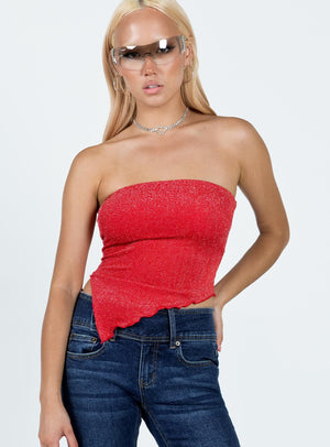 Carrow Strapless Top Red