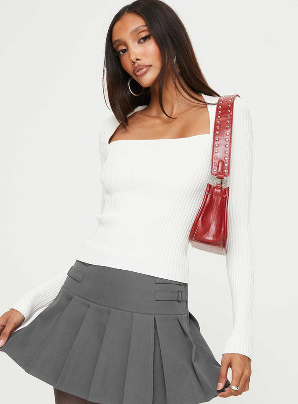 Gleeson Square Neck Long Sleeve Top White