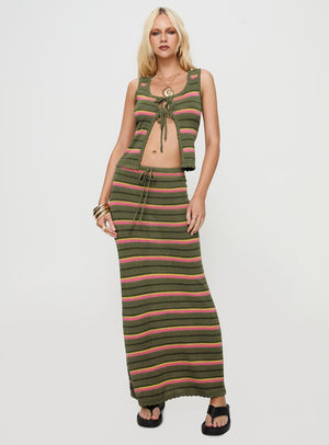 Giulia Knit Maxi Skirt Green Multi