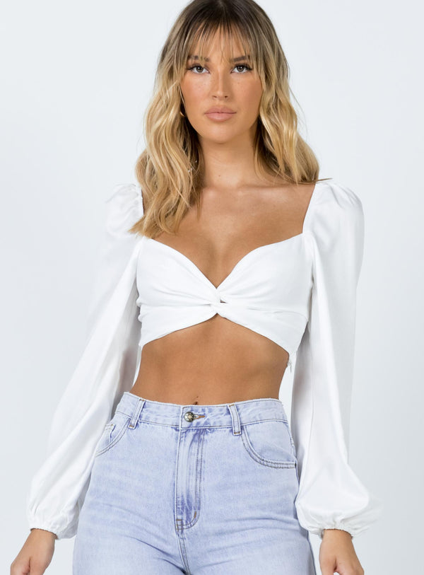 Carson Long Sleeve Top White Lower Impact