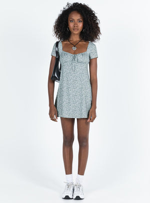 Glenore Mini Dress Green Floral