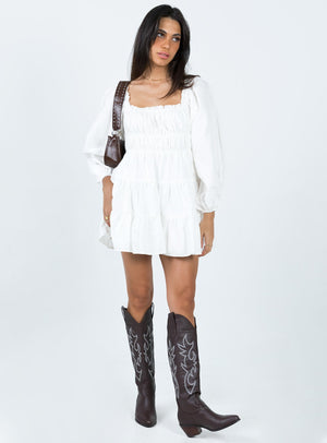 Ceara Long Sleeve Mini Dress White