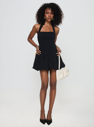 Gigli Bubble Hem Mini Dress Black Petite