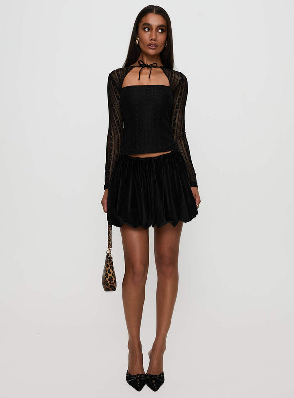 Georgiana Bubble Hem Mini Skirt Black