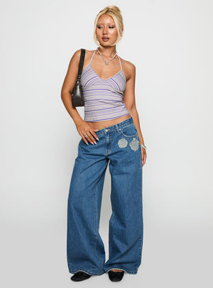 A Keeper Flower Patch Jeans Mid Blue