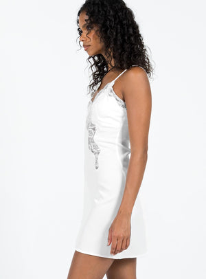Agnola Lace Trim Mini Dress White