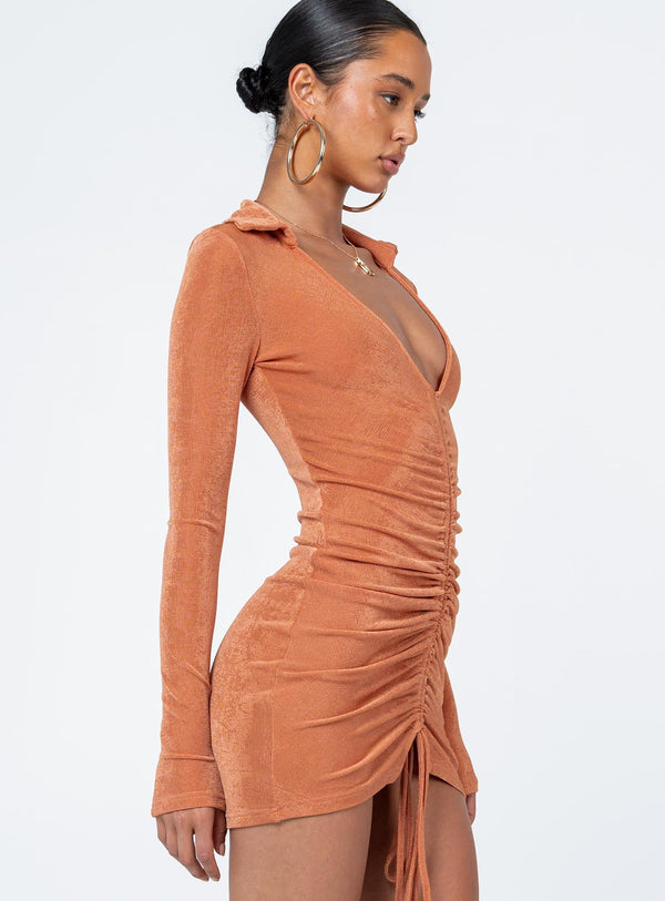 Carley Long Sleeve Mini Dress Orange