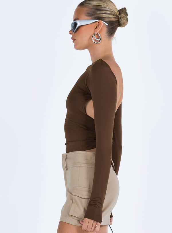 Caswell Long Sleeve Top Brown