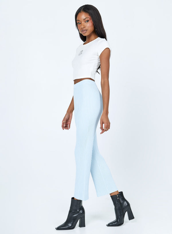 Ginny Ribbed Knit Pants Blue