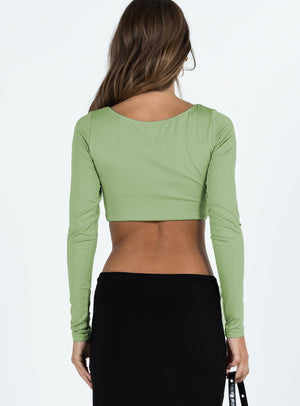 Aden Long Sleeve Twist Top Green