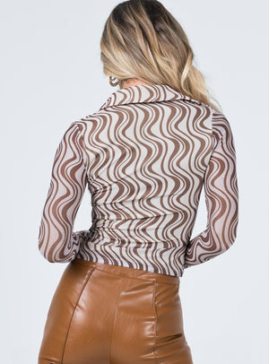 Ginny Long Sleeve Top Brown / Beige