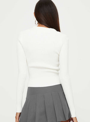 Gleeson Square Neck Long Sleeve Top White