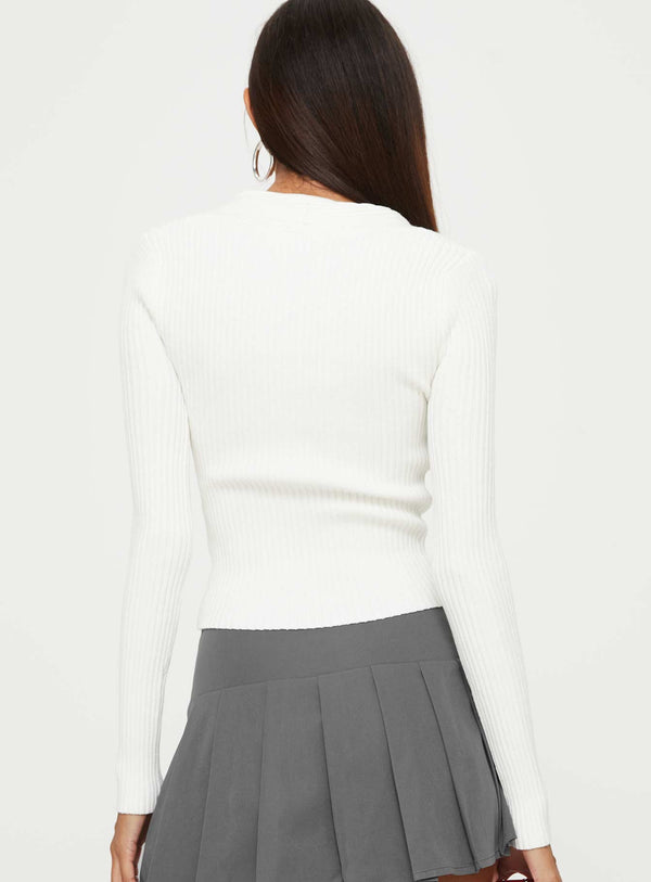 Gleeson Square Neck Long Sleeve Top White