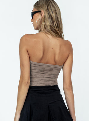 Cecile Strapless Top Brown