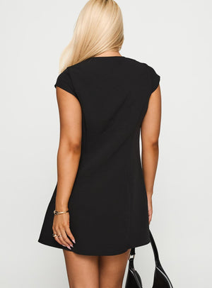 Adeleine Bow Mini Dress Black