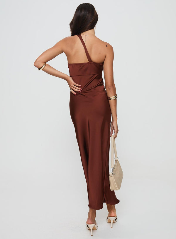 Casimir One Shoulder Maxi Dress Chocolate