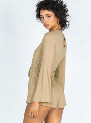 Aiken Long Sleeve Beige Romper