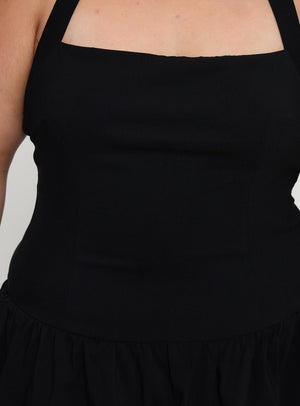 Gigli Bubble Hem Mini Dress Black Curve