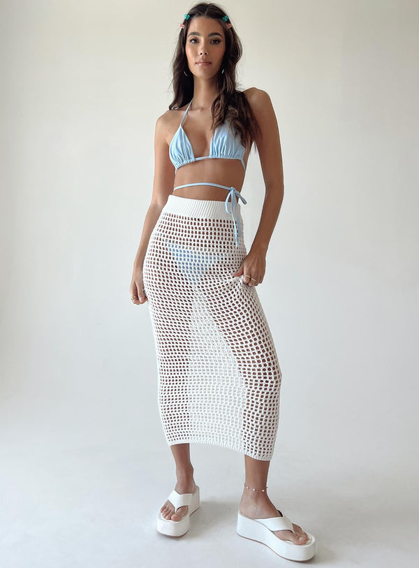 Golda Crochet Maxi Skirt White