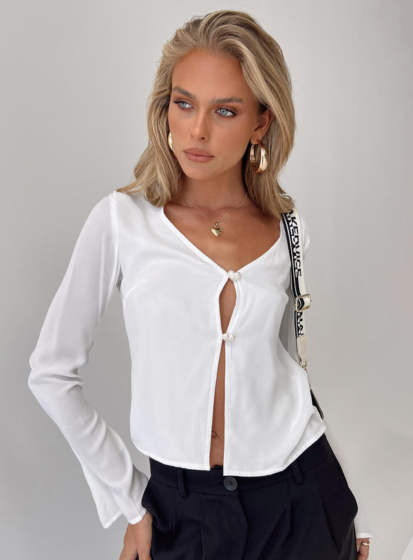 Carmaine Long Sleeve Top White