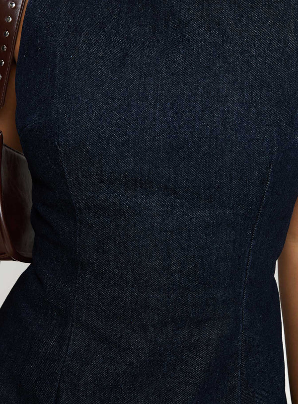 Ainsleigh Shift Denim Romper Mid Wash Tall