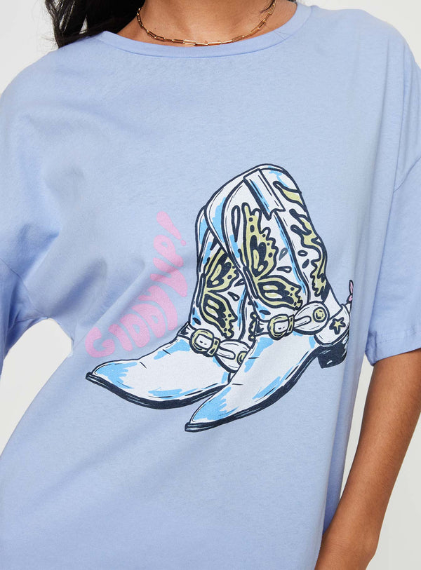 Giddy Up Oversized Tee Blue