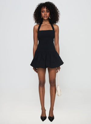 Gigli Bubble Hem Mini Dress Black Petite