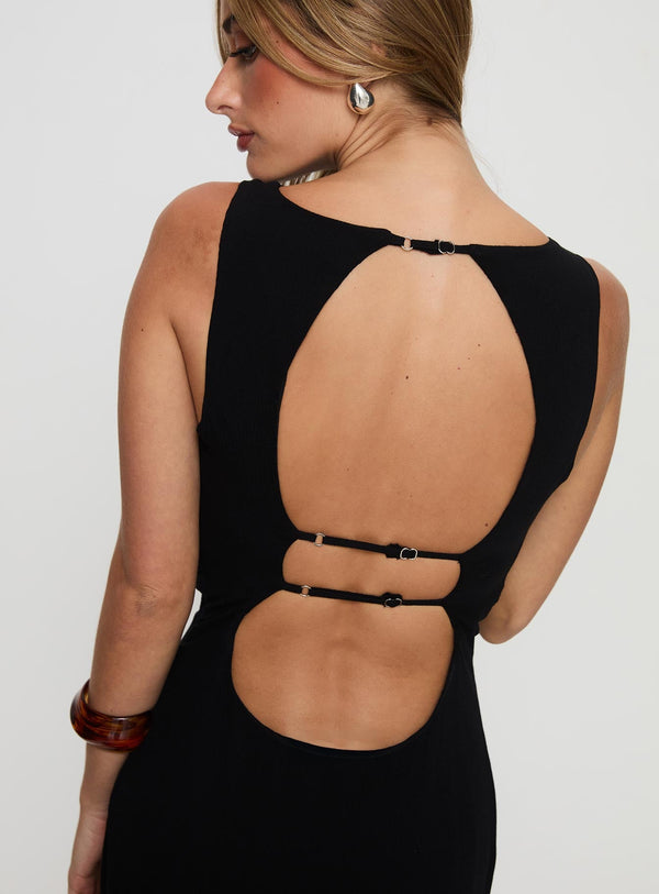 Ace Of Hearts Backless Maxi Dress Black