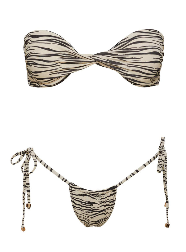 Glora Tie Side Bikini Bottoms Zebra