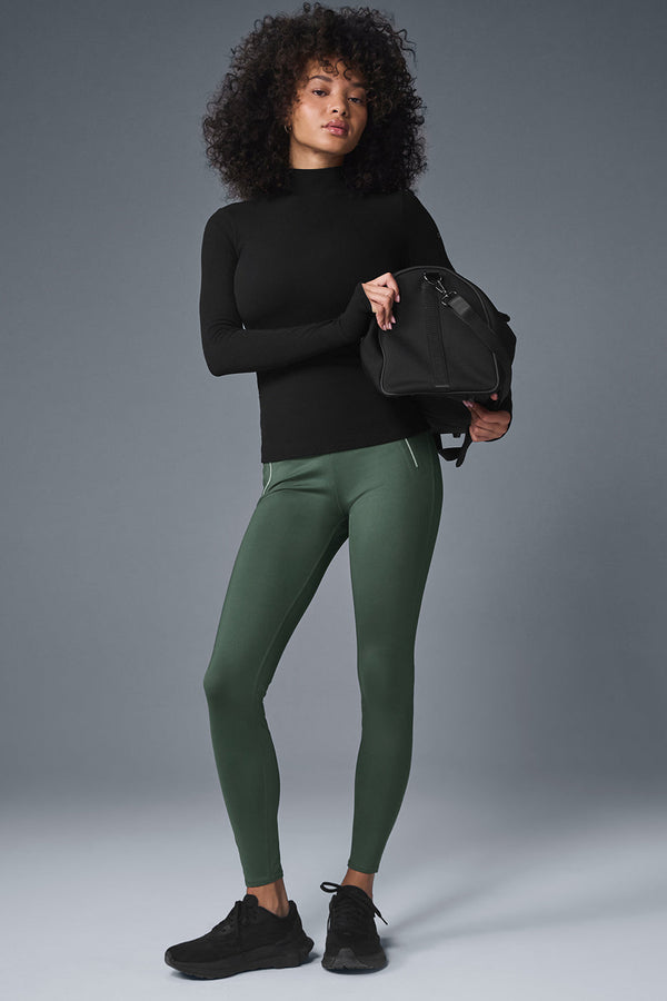 Wellness Rib Mock Neck Long Sleeve - Black
