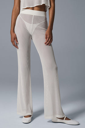 Striped Mesh Tropical Nights Flare Pant - Ivory