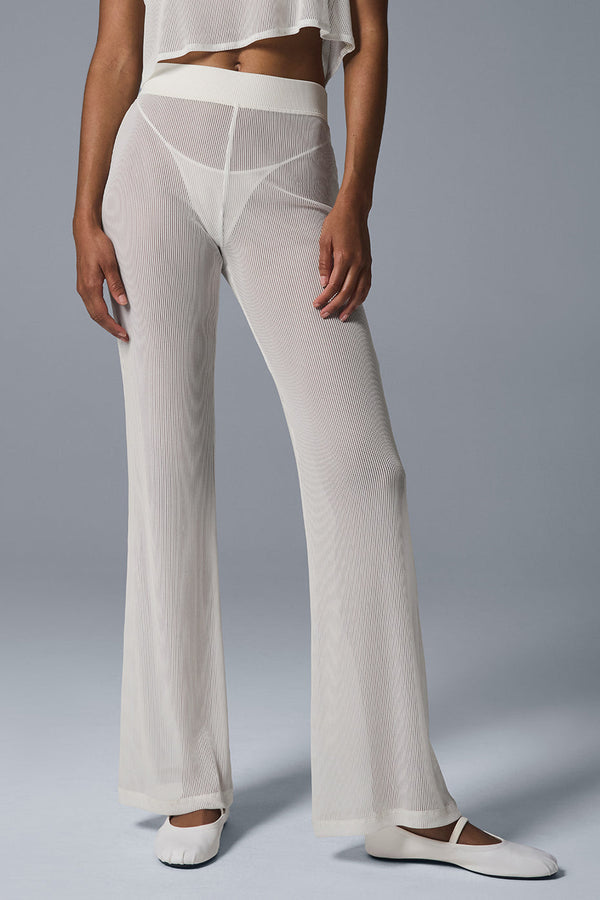 Striped Mesh Tropical Nights Flare Pant - Ivory