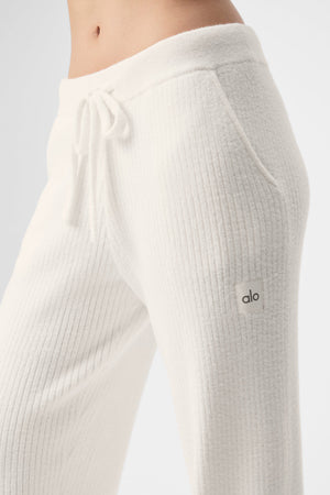 Snuggle Up Sweater High-Waist Wide Leg Pant - Ivory