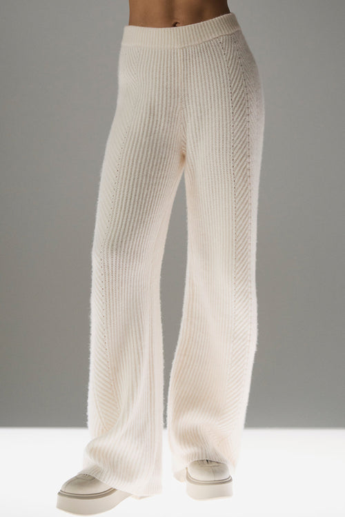 Winter Magic Cashmere Wide Leg Pant - Ivory
